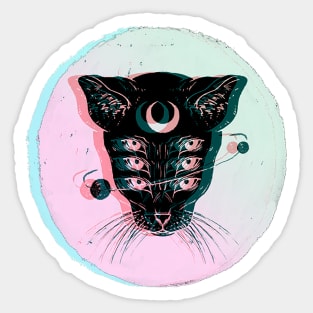 Alien Crescent Moon Cat Sticker